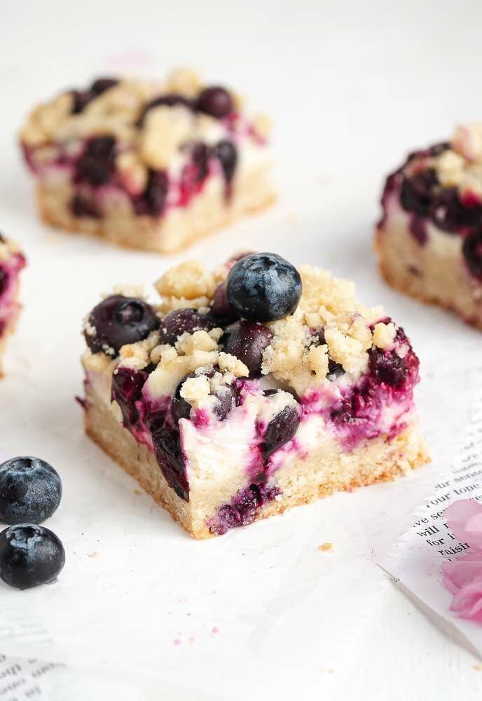 Lemon-Blueberry Cheesecake Crumble Bars - Craving The Yum